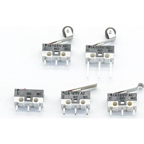 10pcs Micro Limit Switch Push Button Switch 1A 125V AC Mouse Switch 3Pins Long handle Roller Lever Arm SPDT 12* 6 *6mm TIAIHUA
