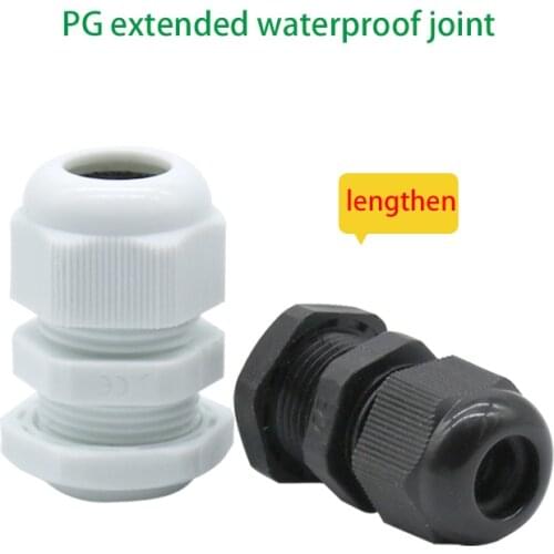 100pcs of extended plastic cable waterproof connector PG7 /PG 9 /PG11 /PG13.5/PG16/cable waterproof link