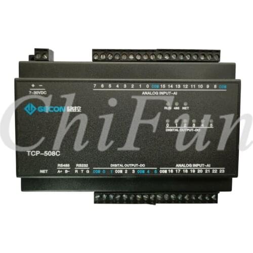 24 way AI analog acquisition of 6 relay output Industrial Ethernet IO module Modbus TCP