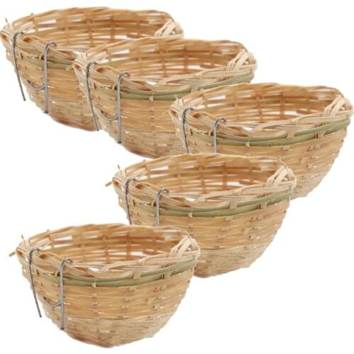 5pcs Bird Nest Woven Bamboo Bird Finch Canary House Bedding Nesting Cage