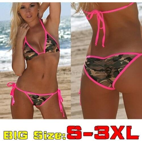 50Pcs/Lot Women Beach Bikini Swimsuit Swimwear Bathing Suit Bandage Bikini Set Camouflage Sexy Bikini