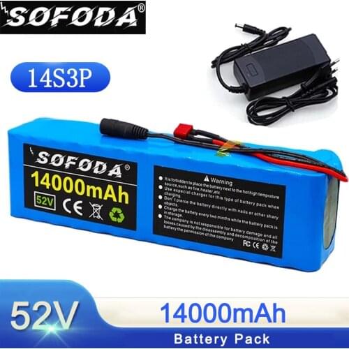 52v lithium ion battery 52v 14Ah 1000w 14S3P Lithium ion Battery Pack For 58.88vE-bike Electric bicycle Scooter with BMS+charger