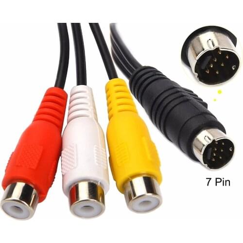 7 Pin Mini DIN S-Video Plug to 3 RCA jack Cable S-Video 7-Pin male to 3-RCA female RGB Composite Video Cable Adapter for DVD, DV