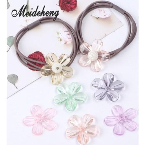 30mm Acrylic Transparent Rainbow Glitter Flower Beads for Jewelry Making Handicraft Accessories DIY Kids Toys Beading