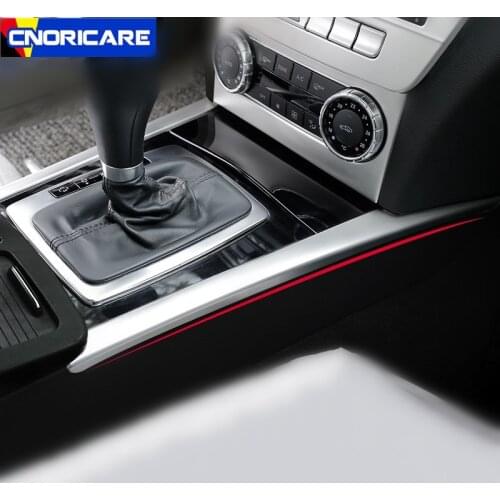 Car Styling Center Console Gear Shift Trim Strips For Mercedes Benz C Class W204 2008-14 Stainless Steel Interior Sticker
