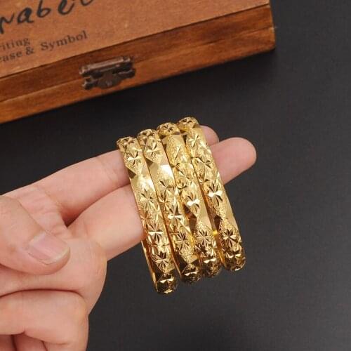 2pcs EthiopianWomen Gold Dubai Bride Wedding African/Arab/Middle East Bracelet Bangle Jewelry birthday Chines gift dropshipping