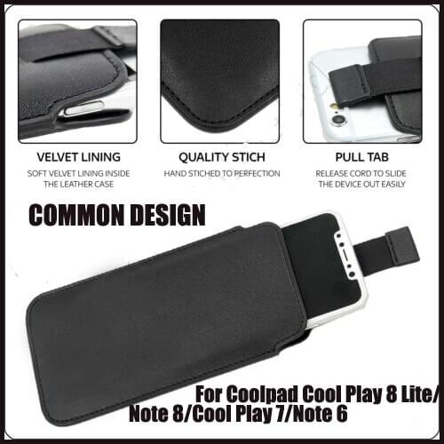 Casteel PU Leather Case For Coolpad Cool Play 8 Lite Note 8 Cool Play 7 Note 6 Pull Tab Sleeve Pouch Bag Case Cover