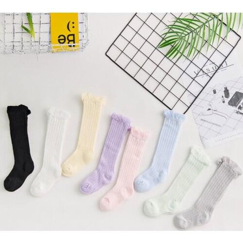 Girls Socks for Children Kids Mesh Style Baby Socks with Trendy Elastic Lace Flowers Summer New Knee High Socks Promotion