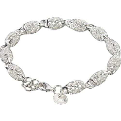 Bracelet Elegant Anti-rust Women Silver Plated Hollow Ball Bangle Chain for Travel