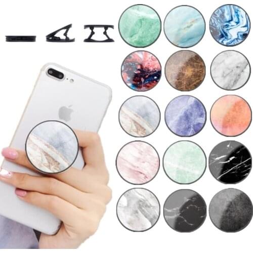Glossy Popular Marble Expanding Phone Stand Grip Finger Rring Support Anti-Fall Round Foldable Universal Mobile Phone Holder