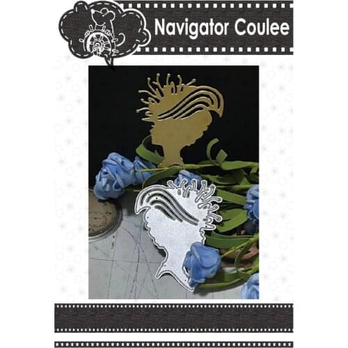 Girl Head Feather Metal Cutting Die Scrapbook Stamping Clear Stamp Decoration Creative Embossing DIY Craft New Arrival 2021