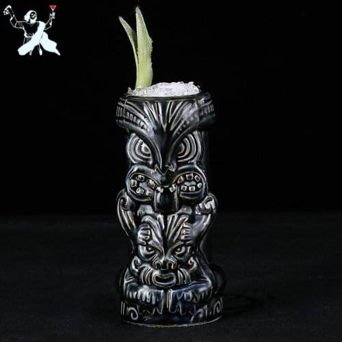 550ml Owl Look Ceramic Tiki Mug Hawaiian Ceramic Cup Creative Porcelain Beer Wine Mug Cup Bar Tool