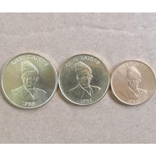 3 Pcs Set Zaire ,100% Real Genuine Comemorative Coin,Original Collection