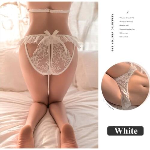 Crotchless Lace Womens Panties Bowknot Transparent Sexy Underpants Fashion Ladies Lenceria Sensual Mujer Thongs Erotic Lingerie