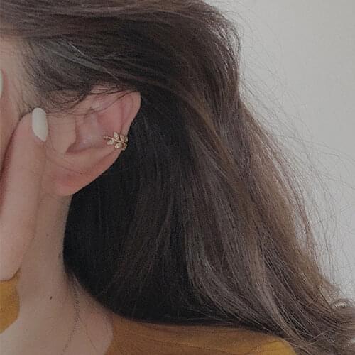 Metal Leaves Ear Bone Clip Women Pretty Korean Style Adjustable Super Sensen Female Style Metal Ear Stud Good-looking