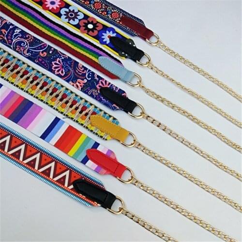 Fashion Colorful Bag Chain Replacement Metal+nylon Strap For Diy Handbag Shoulder Bag 120cm O Bag Handles