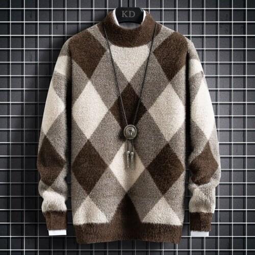 2021 New Winter Mens Sweater Pullover Turtleneck Thick Warm Top Quality Fashion Cashmere Brushed Mens 3XL