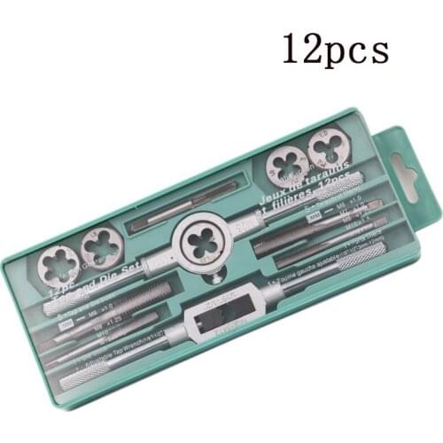 Tap Die Set Hardware Tools Hand Tapping Wrench Die Hand Metric Wire Tapping Set 12PCS