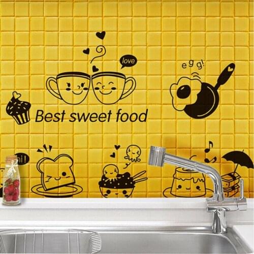 DIY Wall Art Decal Decoration Oven Dining Hall Wallpapers PVC Wall Decals/Adhesive Kitchen Wall Stickers Coffee Sweet Food