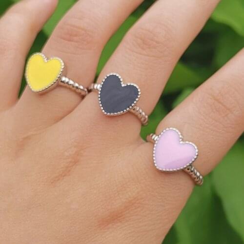 VG 6YM 2021 Summer New Love Metal Rings Womens Ins Trend Cute and Sweet Love Rings Daily Party Dating Jewelry