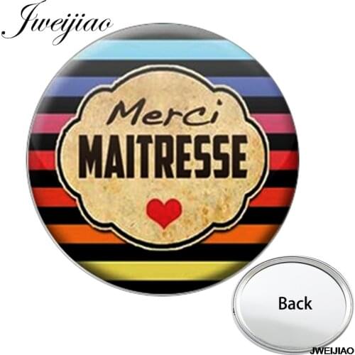 Youhaken Merci MAITRESSE One Side Flat Pocket Mirror Mini Super Maitresse Teachers Compact Portable Makeup Vanity Hand Mirrors