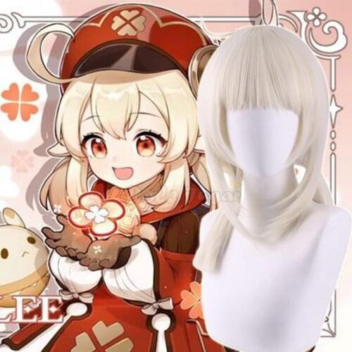 Klee Cosplay Genshin Impact Cosplay Wig 45cm Short Wig Cosplay Anime Cosplay Wigs Heat Resistant Synthetic Wigs Halloween