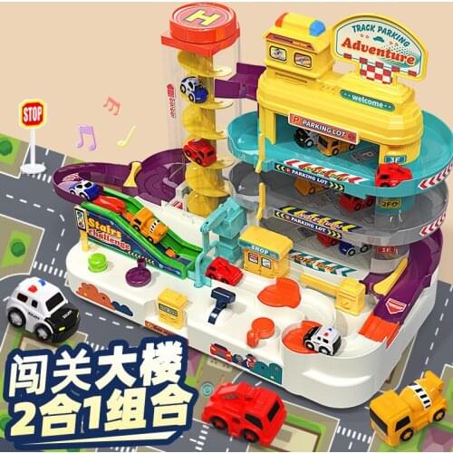 Car Adventure Adventure Childrens Toy Train Boys and Girls Baby Puzzle Building Rail Car Parking Lot 3 Years