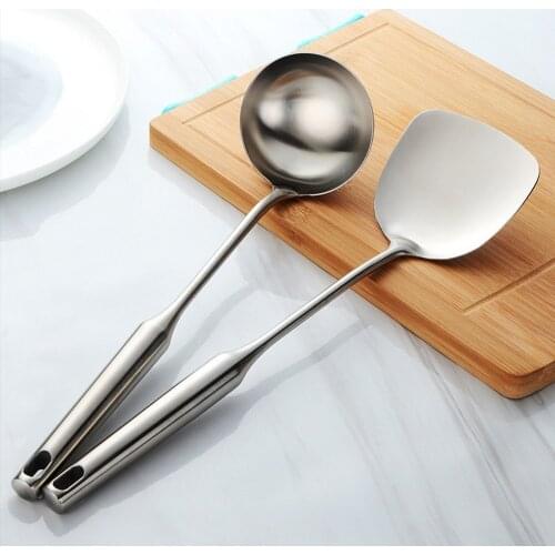 Luxurious Stainless Steel Tableware Ladle Spoon Sets Thicken Metal Big Soup Ladle reusable Kitchen Utensils Cooking Tools