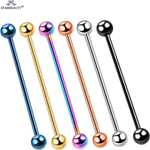 Starbeauty 1pc 1.6*35mm Industrial Piercing Orelha Cartilagem Straight Stainless Steel Barbell Helix Ear Cartilage Piercing M818