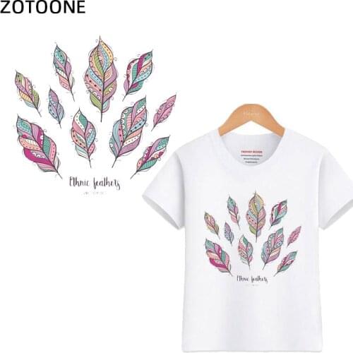 ZOTOONE Feather Heat Transfers Iron on Patches for Jeans T-shirt Craft Stickers Applications for Clothes Decorative Applique F
