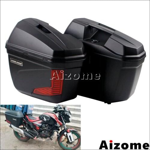 Universal Motorcycle Black 23 Liter Side Pannier For Honda Yamaha Yamaha Suzuki BMW Custom Luggage Side Case Tail Box Saddlebags