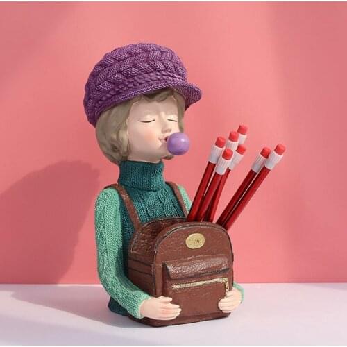 Character Model Vase Creative Girl Resin Sculpture Home Decoration Living Room Bedroom Flower Arrangement Container