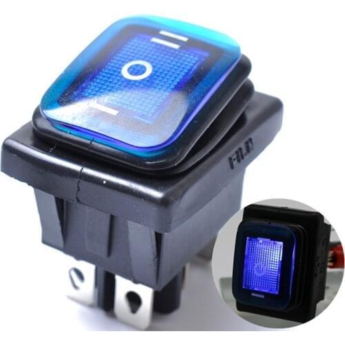 Heavy Duty 15A 250VAC 30x22 Waterproof Rocker Switch 6pin DPDT ON OFF ON 12V 220V Red Green Blue LED Light Rocker Switch