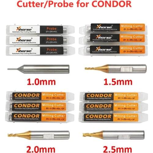 HKOBDII CONDOR Automatic KeyCutting Machines Milling Cutter 1.0/1.5/2.0/2.5mm Carbide
