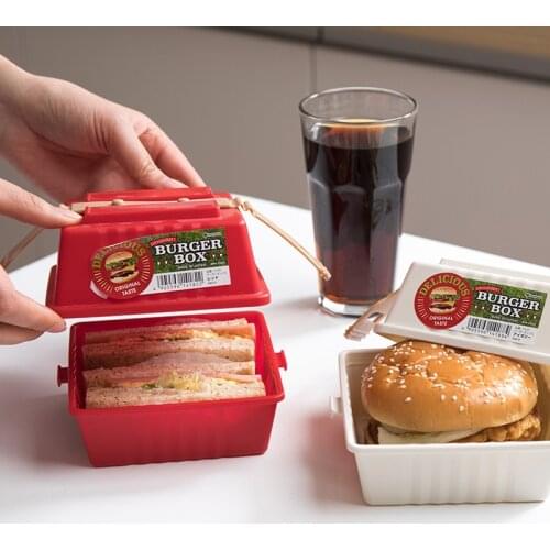 Japanese Square PP Sandwich Box Lunch Boxes with Cover Portable Bento Box Home Storage Organizer Kitchen Tool For Hamburger Food