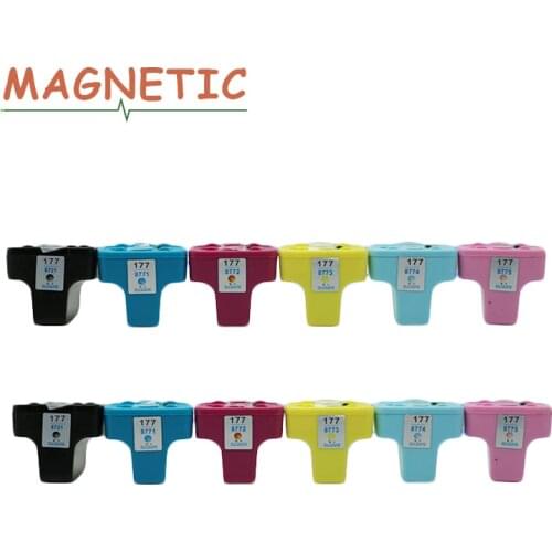 12pcs Magnetic Compatible Ink Cartridges For HP177 for HP 177 Photosmart C5140 C5150 C5180 C5183 C5185 D7145 D7155 D7160 printer