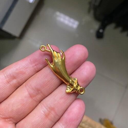 12Pcs 45x14mm Hand Connector Charms Pendants Antique Gold Tone Jewelry Making DIY Bracelet Necklace Handmade Craft