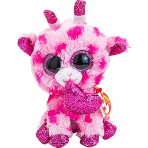 15CM Ty Cute Big Glitter Eyes Plush Stuffed Animal Collectible Soft Brown Pink Spotted Giraffe Doll Toy Boy And Girl Gift