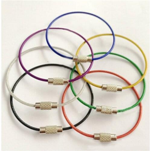 7 Different Colors Stainless Steel Wire Keychain Cable Car Key Ring Chains For Outdoor Hiking Key Holder 7Pcs/Lot