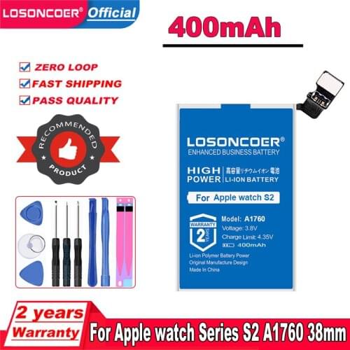 LOSONCOER 400mAh A1760 Battery For Apple watch Series 1 Series 2 38mm 42mm Real Capacity Series1 Series2 Battery