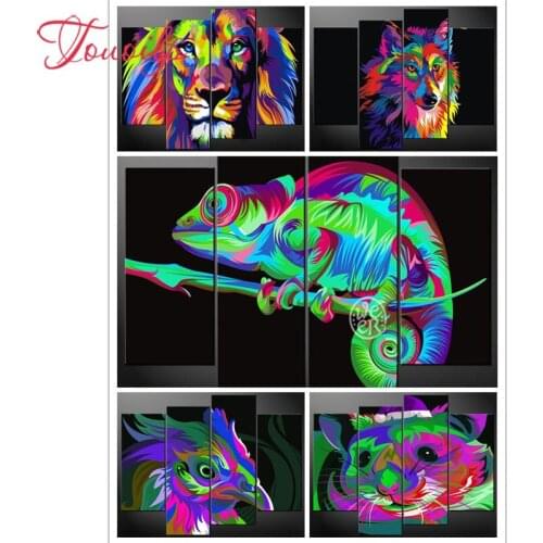 4pcs/set 5d lion cat lizard Wolf Chicken 5d Diamond Painting Cross Stitch 5d diy Diamond Embroidery Mosaic Full Drill Home Decor