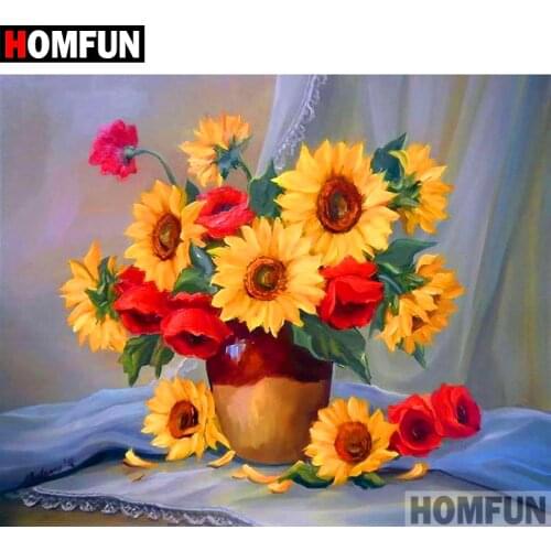 HOMFUN Full Square/Round Drill 5D DIY Diamond Painting "Blooming flower" Embroidery Cross Stitch 5D Home Decor Gift A09504