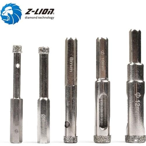 Z-LION 5pcs Diamond Bur For Glass Bloco Marbles Tile Wet Saw Core Drill Bit Glass Hole Drill Abrasive Tool for DIY craft
