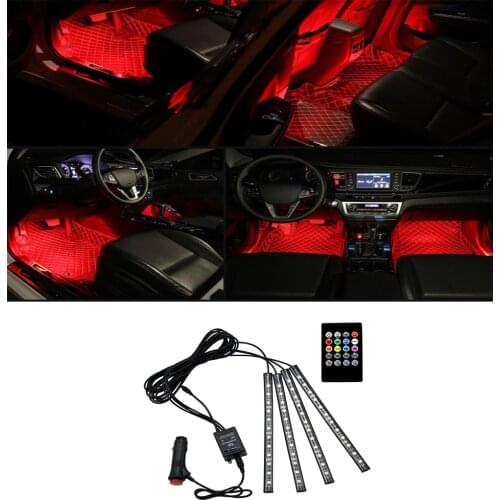 Interior Car Lights, Car LED Strip Light,Waterproof 4pcs 12 LED Lighting Kits, DIY Color Music under Dash Car Lighting DC 12V