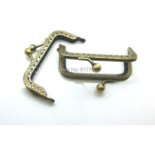 Free Shipping-3pcs Metal Frame Kiss Clasp Arch For Purse Bag Antique Bronze Ball Flower Pattern Carved 8cm x 5cm J2590