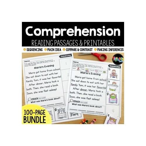 Reading Comprehension Passages & Printables BUNDLE Grade 1st 2nd PDF File Worksheets Workbooks for Kids