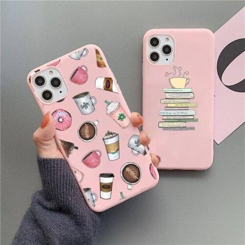Books Pile Library Reading coffee PhoneCase Candy Color for iPhone 6 6S 7 8 11 12 XS X SE 2020 XR mini pro Plus MAX mobile bags