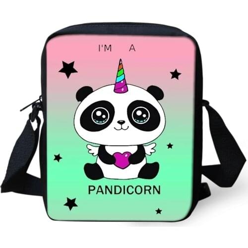 Children Messenger Bags Panda Unicorn Pattern Girls Shoulder Bags Cartoon Anime Designer Teenagers Mini Flaps Puse Bags