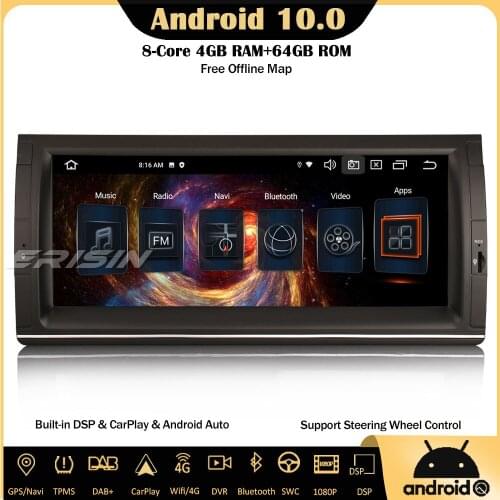Erisin 8153 10.25" Android 10.0 Car Stereo Autoradio DAB+DSP CarPlay OBD GPS SWC DTV TPMS 8-Core For BMW 5 Series E39 E53 X5 M5