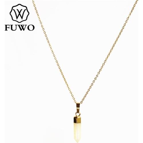 FUWO Natural Freshwater Pearl Shell Necklace with Gold Trimmed Real Seashell Bullet Shape Jewelry For Women Gift NC509